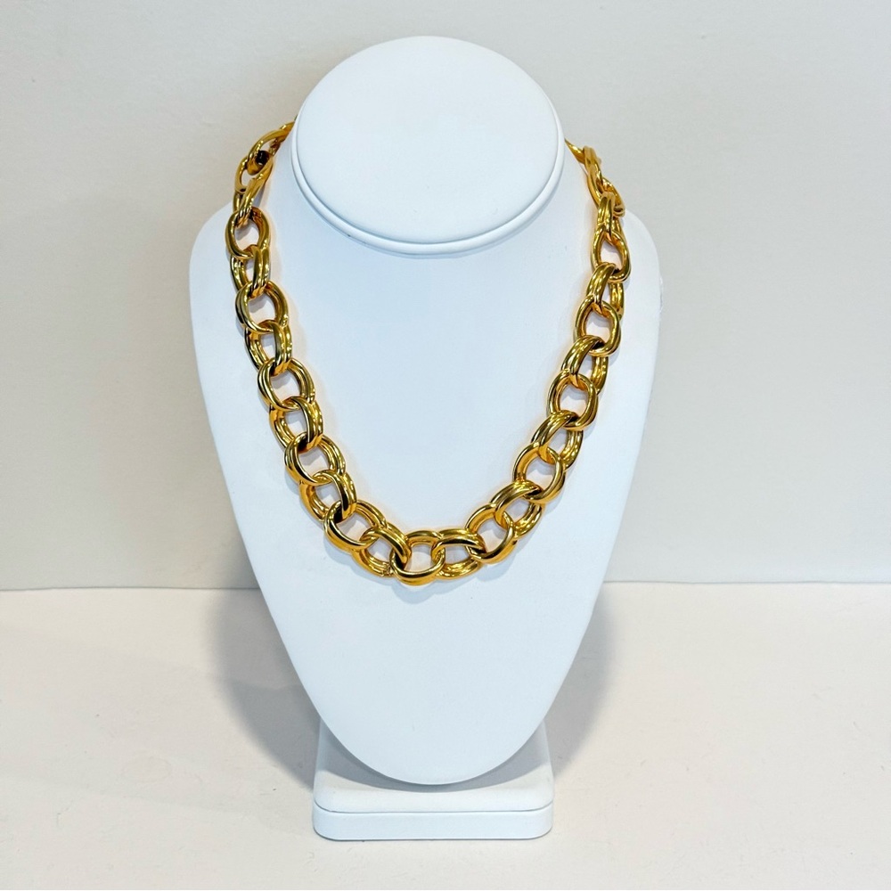 Vintage Anne Klein Toggle Link Gold Tone Heavy Chunky 90s Necklace 18.5” - Picture 2 of 10